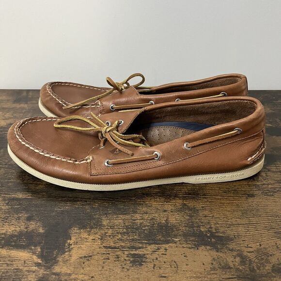 Sperry Men’s Leather Topsider 2-Eye Boat Shoe Loafer 14W Casual Deck Shoes - Picture 4 of 11